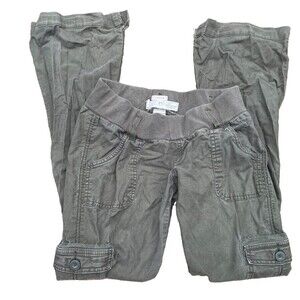 Old Navy Cargo Maternity Pants Womens Size XS Khaki Green Roll Over Waistband
